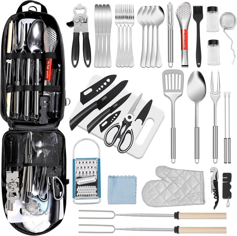 PRETTYFINE 35 Pcs Camping Kitchen Utensil Set Outdoor Kitchen Gear, Outdoor Cooking and Grilling Utensil Travel Set Perfect for Camping Accessories Cooking, RV Camp. Camping, BBQs, Parties and More - Image 1